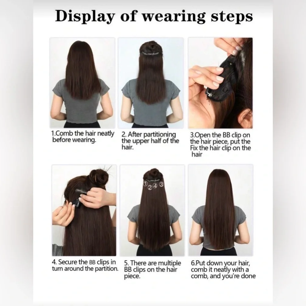 22 Inch Clip in Long Black Thick straight Hair Extensions